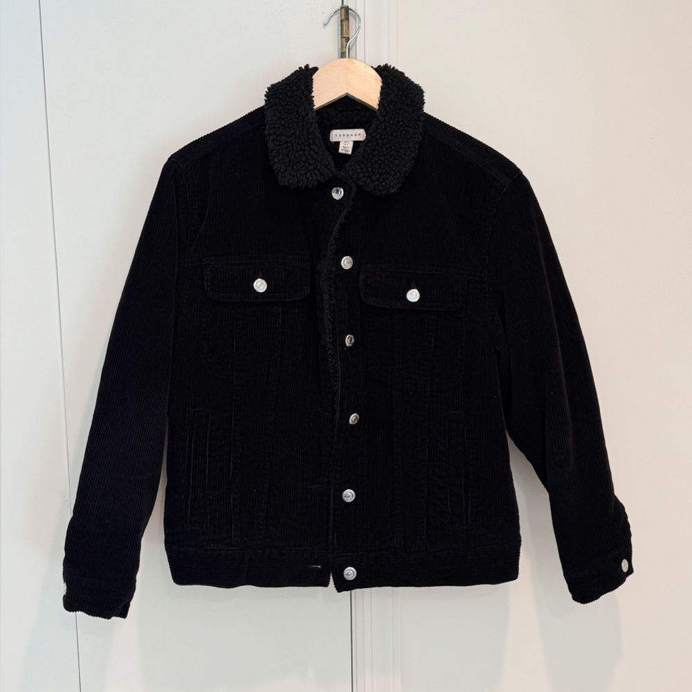 Topshop Corduroy Women’s‎  Jacket Black
Fur Lined Warm Cosy Cotton Size US 2